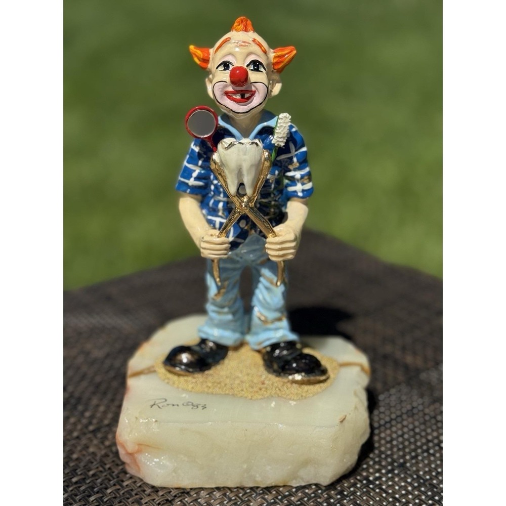 VTG Ron Lee Laughing Dentist  SIGNED Onyx Base 24K Gold 1983 The Dentist